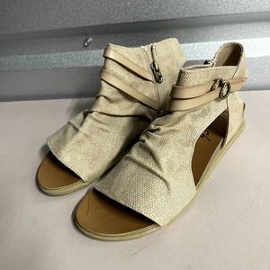 Blowfish Malibu Women's Cashew Rancher Canvas Dyecut Boxie Covered Sandals US 9